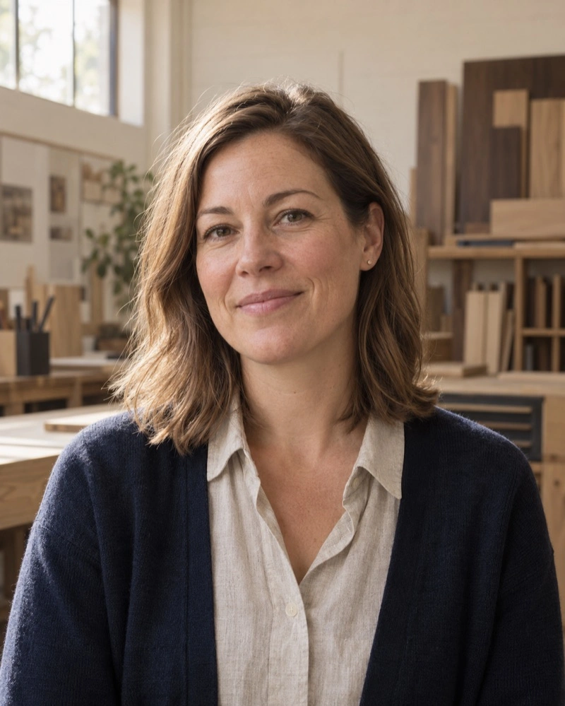 Portrait of Erin Cole, an invented member of the Reyes Joinery team.